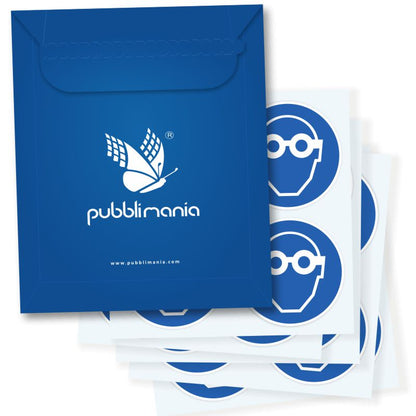 Pubblimania Etichette Adesive Indossare OCCHIALI di protezione. Stampa per durata esterno (10 Cm)