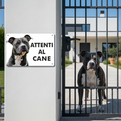 Pubblimania „Vorsicht vor dem American Staffordshire Terrier“-Schild aus 3 mm starkem Aluminiumverbundmaterial