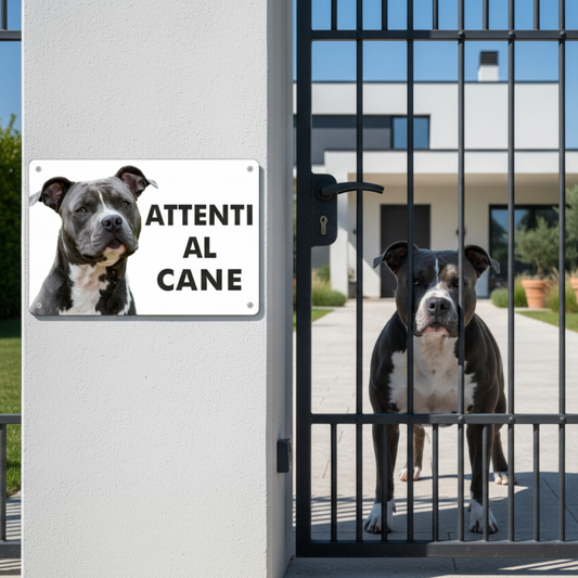 Pubblimania „Vorsicht vor dem American Staffordshire Terrier“-Schild aus 3 mm starkem Aluminiumverbundmaterial