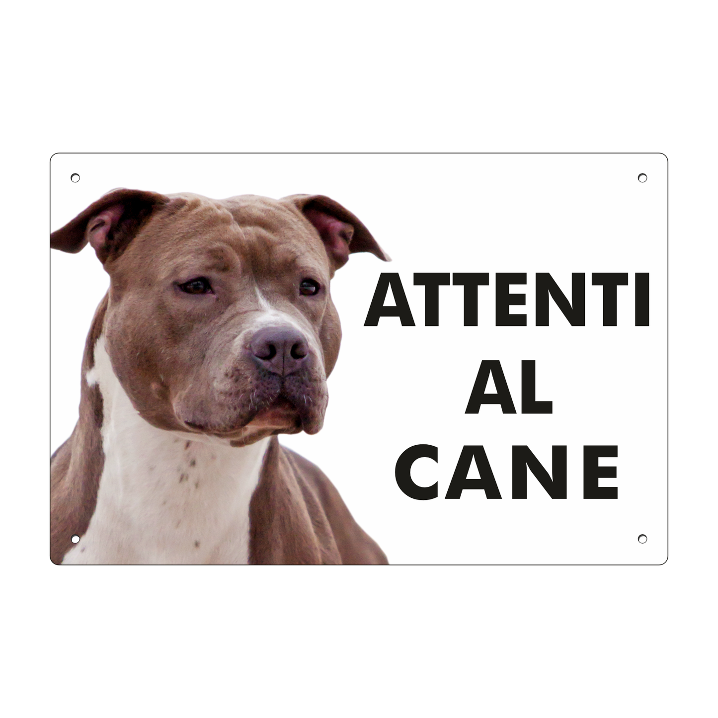 Pubblimania „Vorsicht vor dem Hund“-Schild AMSTAFF BROWN aus 3 mm starkem Aluminiumverbundmaterial