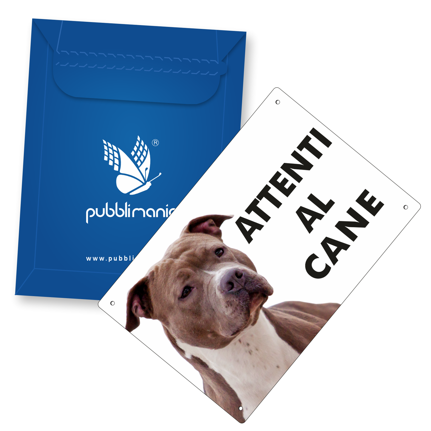 Pubblimania „Vorsicht vor dem Hund“-Schild AMSTAFF BROWN aus 3 mm starkem Aluminiumverbundmaterial
