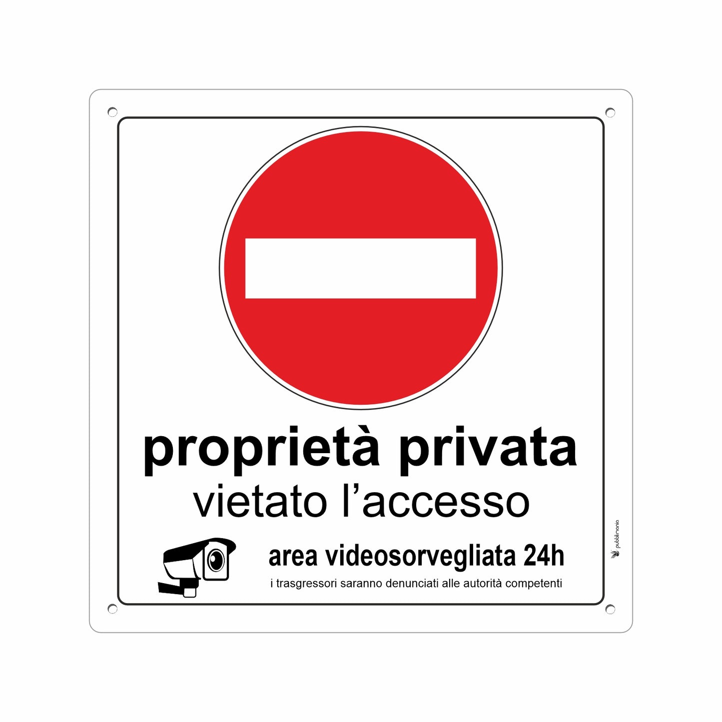 Pubblimania Privatgrundstück-Schild, Videoüberwachungsbereich, 3 mm Aluminium-Verbundmetall (29 x 29 cm)