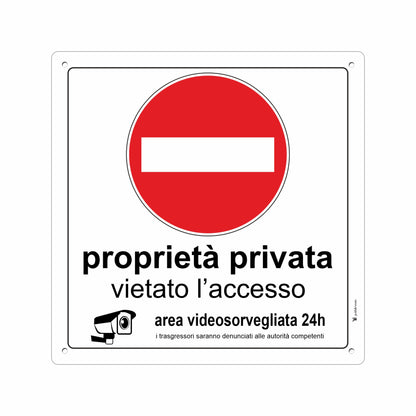 Pubblimania Privatgrundstück-Schild, Videoüberwachungsbereich, 3 mm Aluminium-Verbundmetall (29 x 29 cm)