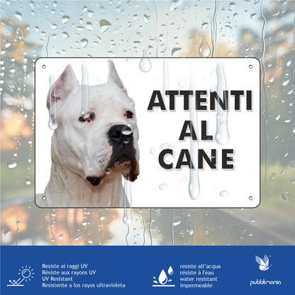 Pubblimania „Vorsicht vor dem Hund“-Schild DOGO ARGENTINO aus 3 mm starkem Aluminiumverbundmaterial