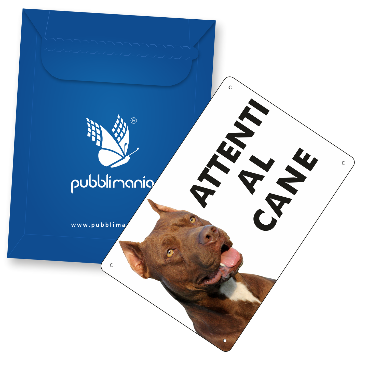 Pubblimania „Vorsicht vor Pitbull“-Schild aus 3 mm Aluminium für den Außenbereich