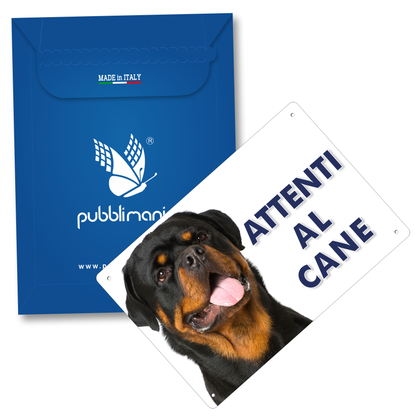 Pubblimania „Vorsicht vor dem Rottweiler“-Schild aus 3 mm starkem Aluminiumverbundmaterial