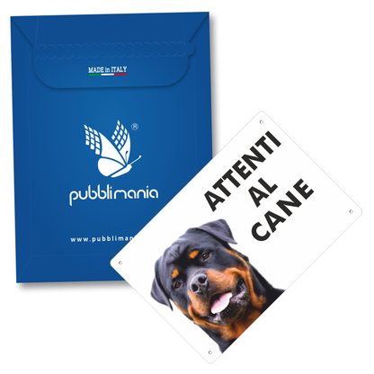 Pubblimania „Vorsicht vor dem Rottweiler“-Schild aus 3 mm starkem Aluminiumverbundmaterial