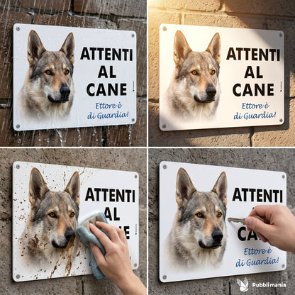 Pubblimania 3 mm Verbundaluminium-Schild „Vorsicht vor Hunden, trainierte Hunde“