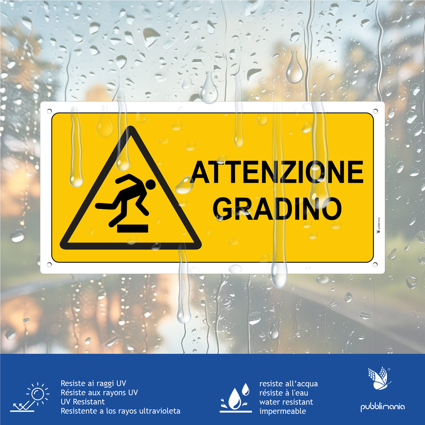 Cartello Attenzione al gradino - Alluminio Composito 3mm | Pubblimania