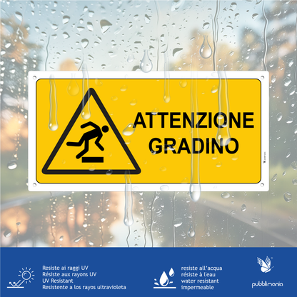 Cartello Attenzione al gradino - Alluminio Composito 3mm | Pubblimania
