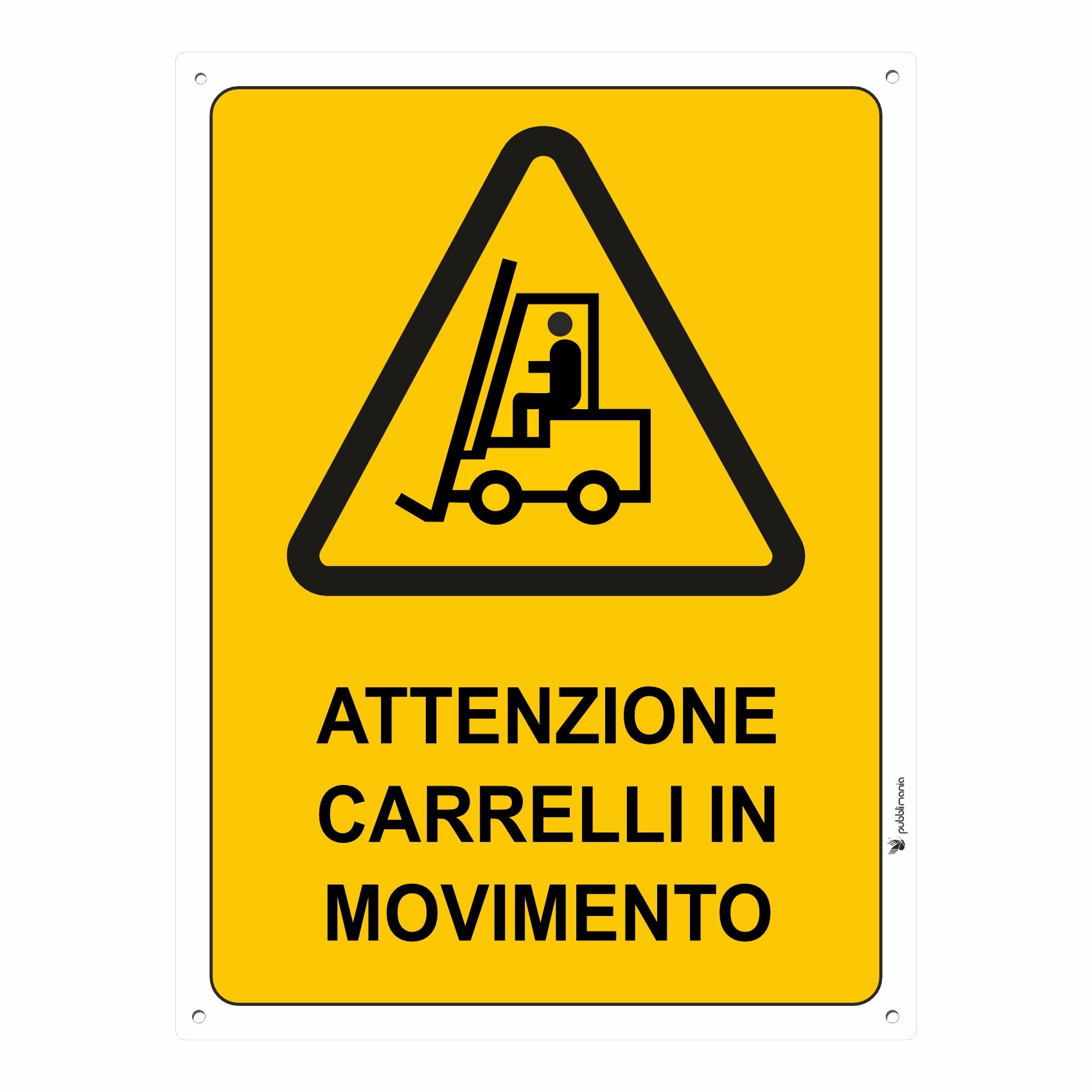 cartello attenzione carrelli in movimento