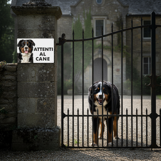 Pubblimania „Vorsicht vor dem Berner Sennenhund“-Schild aus 3 mm starkem Aluminiumverbundmaterial