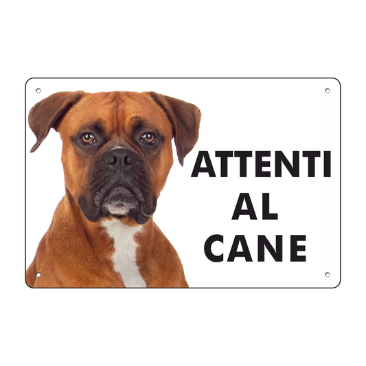 Pubblimania „Vorsicht vor dem Boxer“-Schild aus 3 mm starkem Aluminium für den Außenbereich