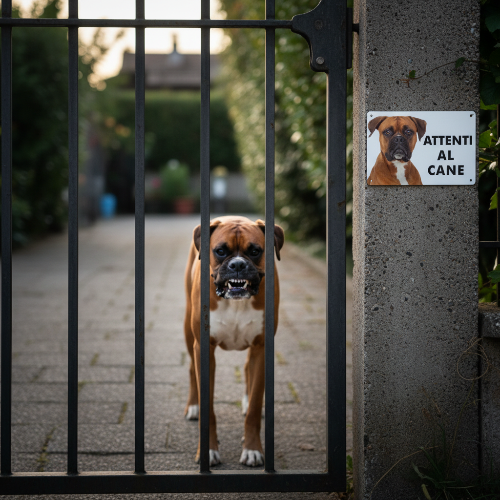 Boxer più indietro dietro al cancello