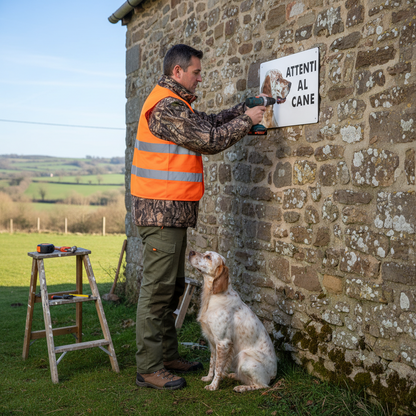 installazione cartello attenti al cane setter inglese