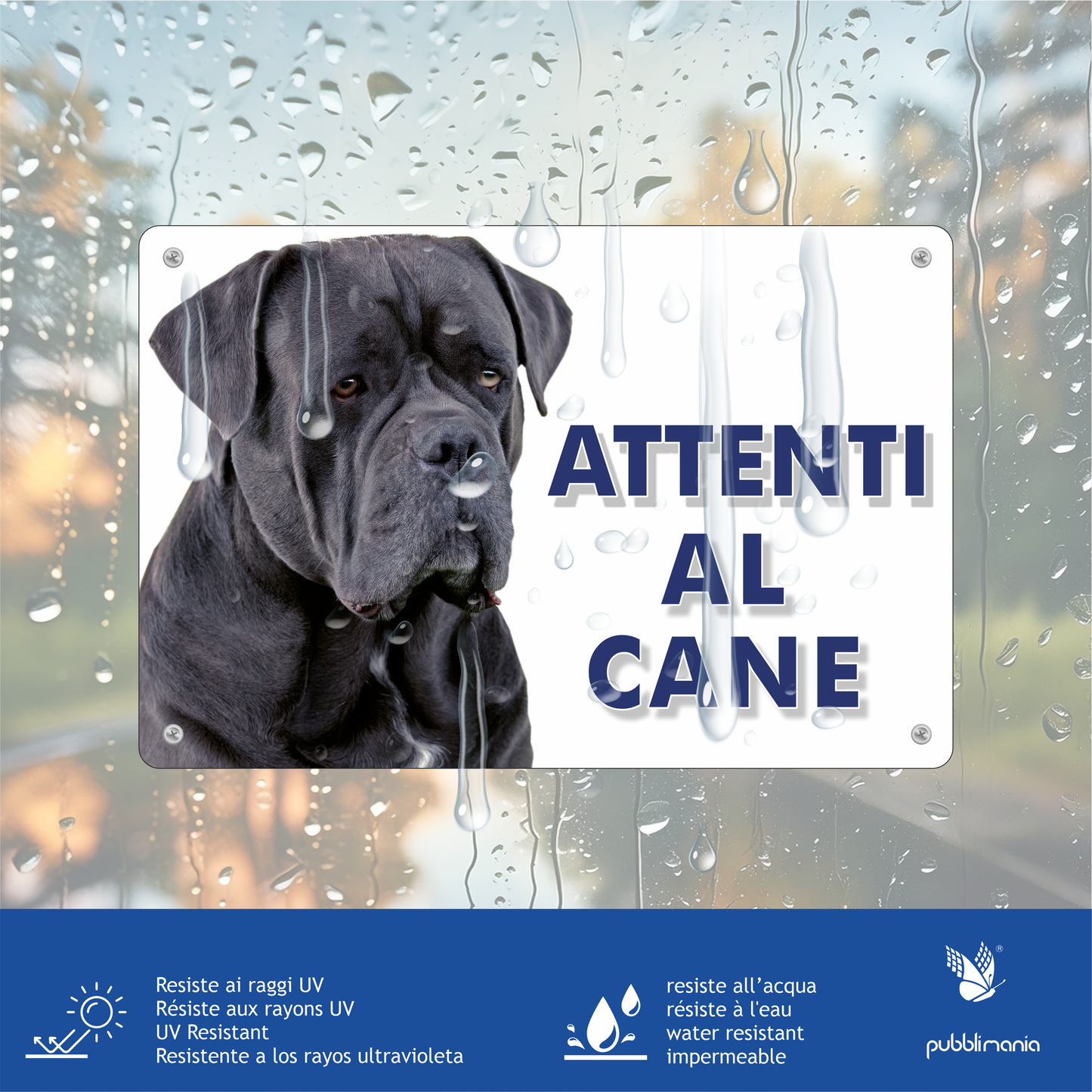 Pubblimania Schild „Beware of Cane Corso“ aus 3 mm Verbundaluminium