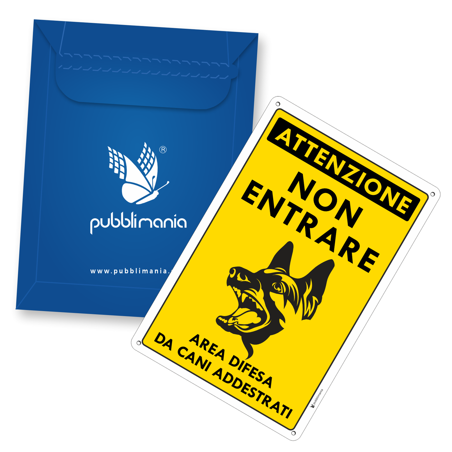 Pubblimania 3 mm Verbundaluminium-Schild „Vorsicht vor Hunden, trainierte Hunde“