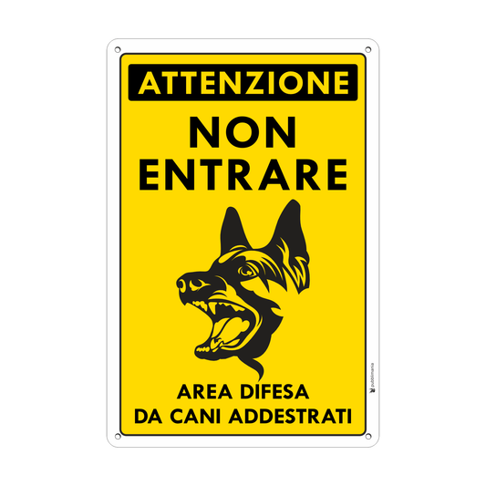 Pubblimania 3 mm Verbundaluminium-Schild „Vorsicht vor Hunden, trainierte Hunde“