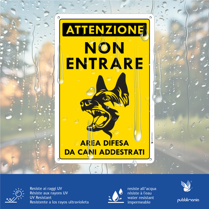 Pubblimania 3 mm Verbundaluminium-Schild „Vorsicht vor Hunden, trainierte Hunde“