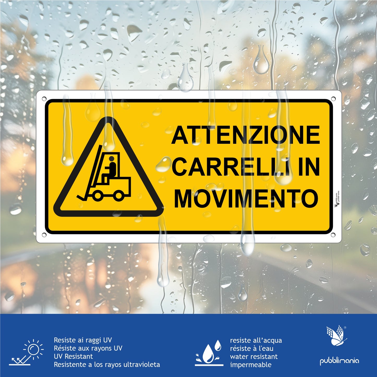Cartello attenzione carrelli in movimento pubblimania