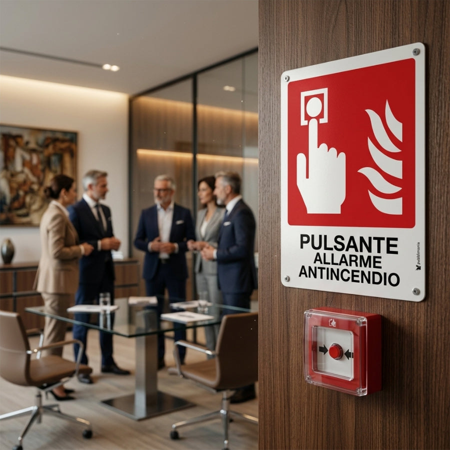 pubblimania-cartello allarme incendio ufficio