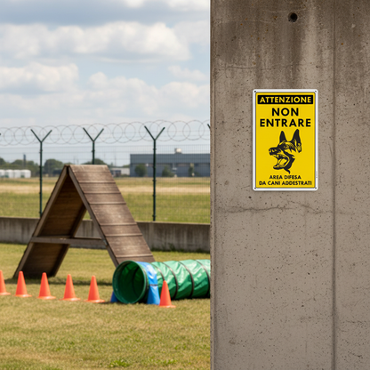 Cartello Area Cani Addestrati su muro centro addestramento