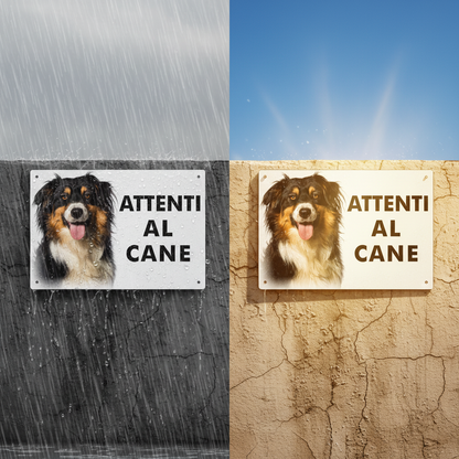 Cartello Attenti al Cane Australian Shepherd - Condizioni estreme