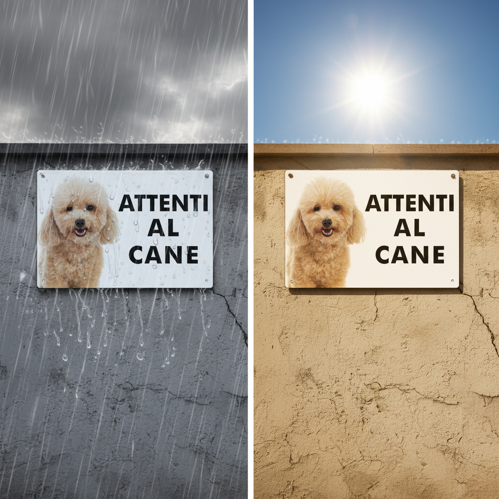 Cartello Attenti al Cane Barboncino - Condizioni estreme