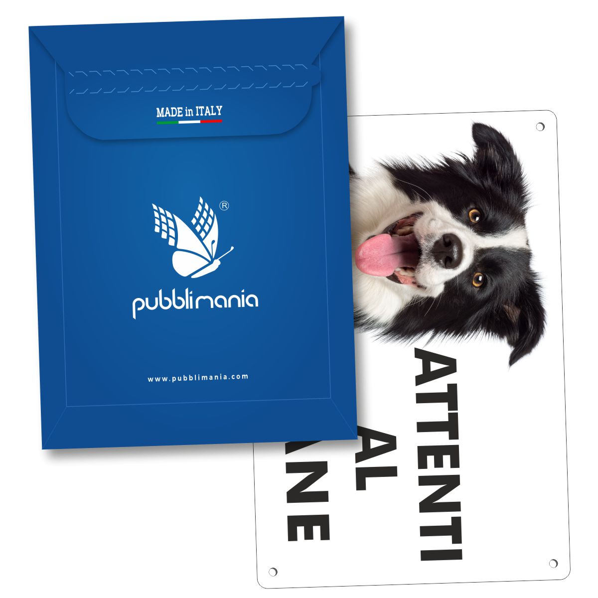 Pubblimania Cartello Attenti al Cane Border Collie in alluminio da 3 mm per esterno