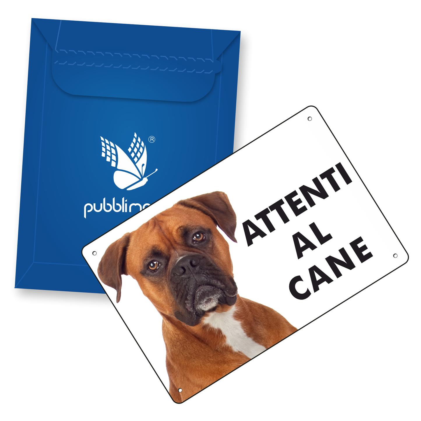 Pubblimania „Vorsicht vor dem Boxer“-Schild aus 3 mm starkem Aluminium für den Außenbereich