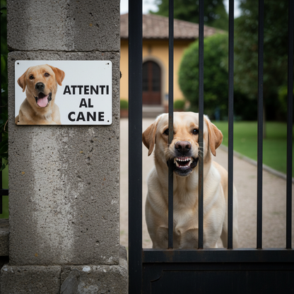 Pubblimania „Vorsicht vor dem Labrador“-Schild aus 3 mm starkem Aluminiumverbundmaterial