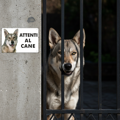 Pubblimania: Warnschild „Vorsicht vor dem Tschechoslowakischen Wolf“ aus 3 mm starkem Aluminiumverbundmaterial