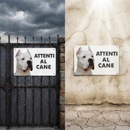 Pubblimania „Vorsicht vor dem Hund“-Schild DOGO ARGENTINO aus 3 mm starkem Aluminiumverbundmaterial