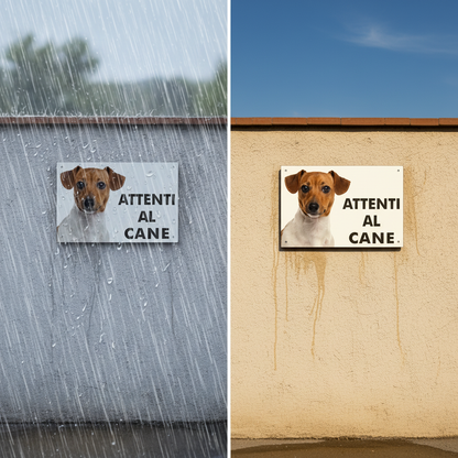Cartello Attenti al Cane - Pioggia e Sole