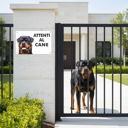 Pubblimania „Vorsicht vor dem Rottweiler“-Schild aus 3 mm starkem Aluminiumverbundmaterial