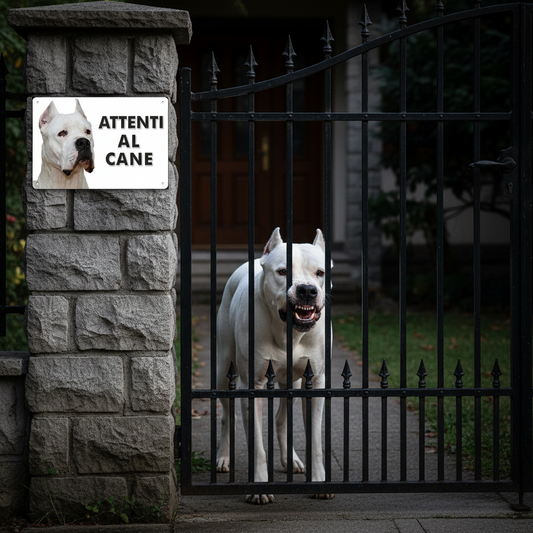 Pubblimania „Vorsicht vor dem Hund“-Schild DOGO ARGENTINO aus 3 mm starkem Aluminiumverbundmaterial