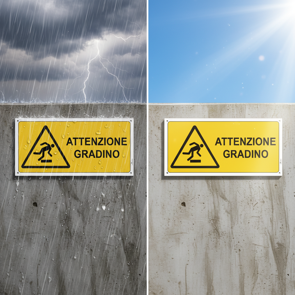 Cartello Attenzione Gradino - Resistenza agli agenti atmosferici