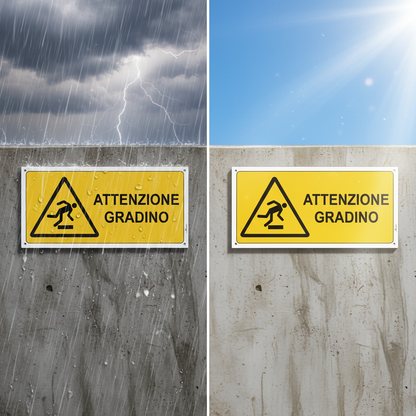 Cartello Attenzione Gradino - Resistenza agli agenti atmosferici