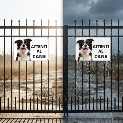Pubblimania 3mm Aluminium-Warnschild „Vorsicht Border Collie“ für den Außenbereich