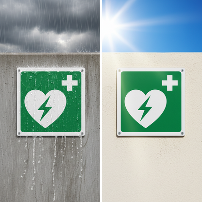 Pubblimania Cartello DEFIBRILLATORE in alluminio composito 3 mm di spessore