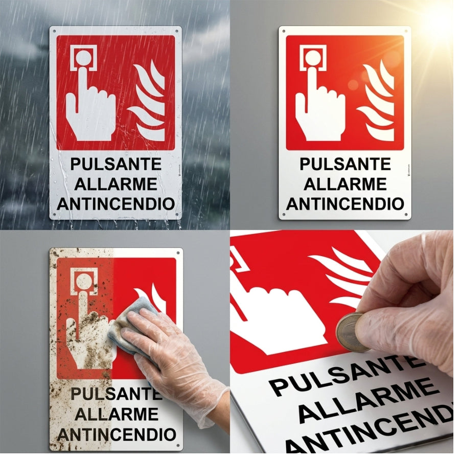 pubblimania cartello allarme incendio alluminio esterno resistente