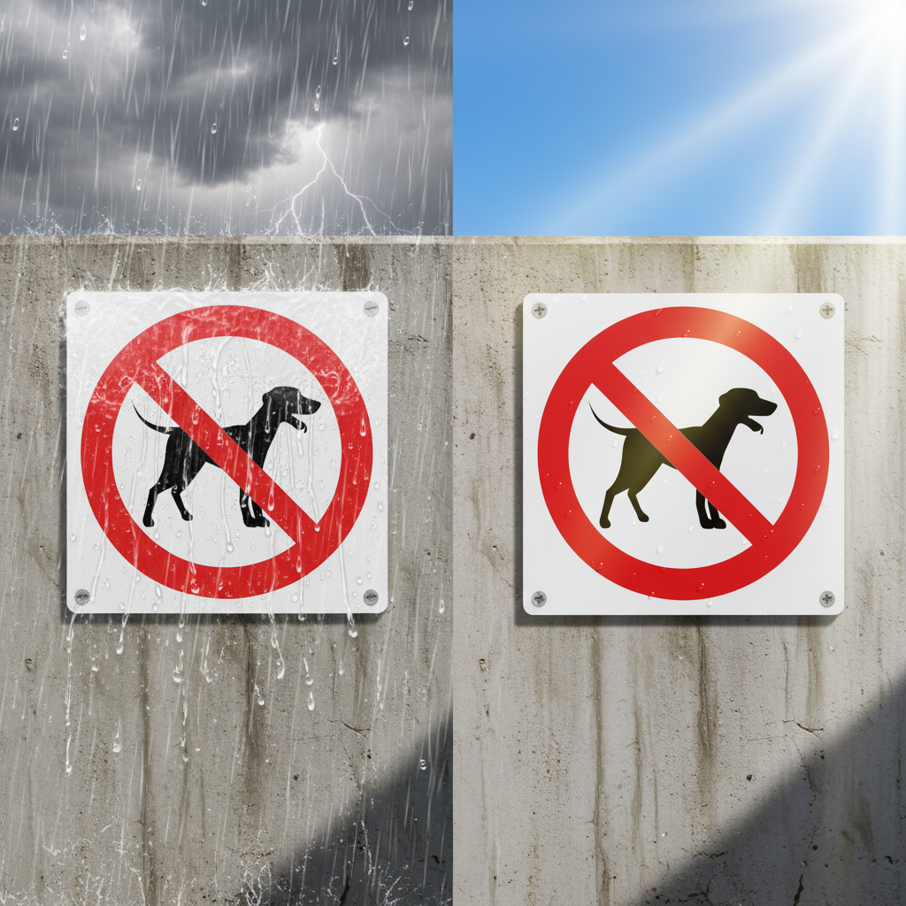 Cartello Divieto Cani - Test durabilità