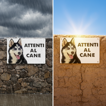 Pubblimania „Vorsicht vor dem Sibirischen Husky“-Schild aus 3 mm starkem Aluminiumverbundmaterial