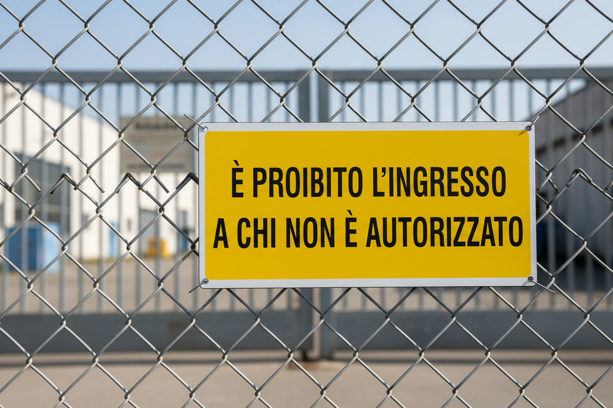 Cartello ingresso proibito in contesto reale
