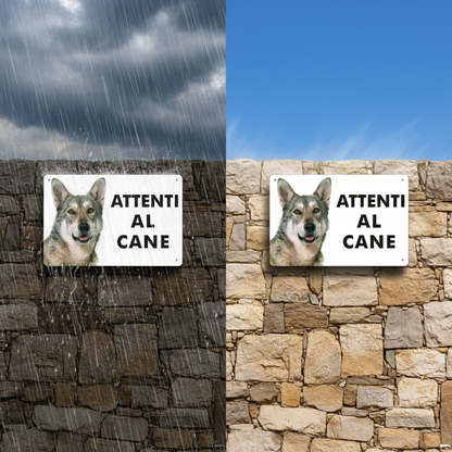 Cartello Lupo Cecoslovacco su muro in condizioni climatiche estreme