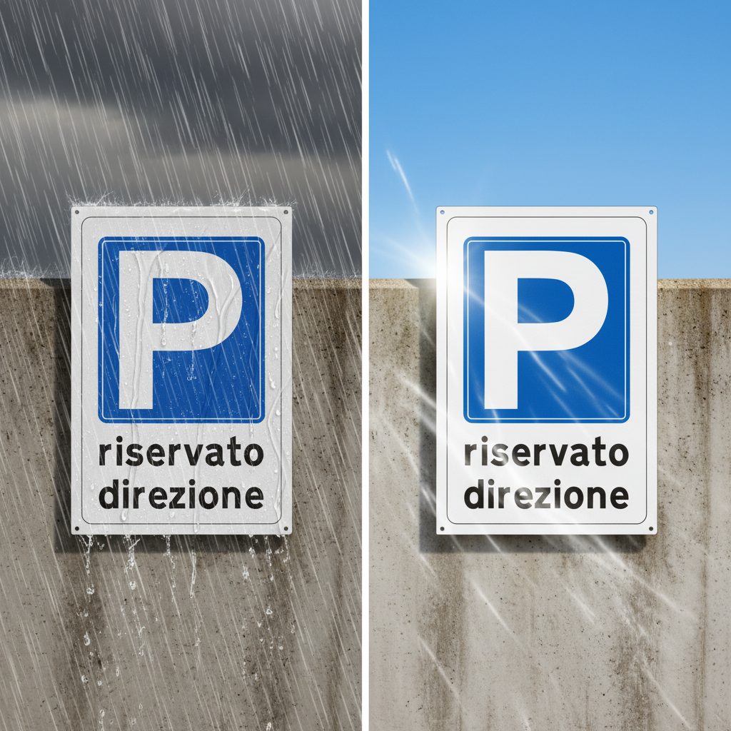 Cartello parcheggio direzione resistente a pioggia e sole