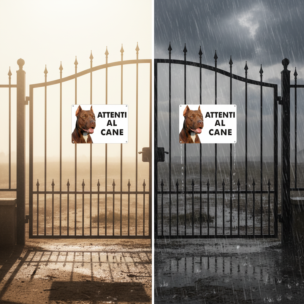 Pubblimania „Vorsicht vor Pitbull“-Schild aus 3 mm Aluminium für den Außenbereich