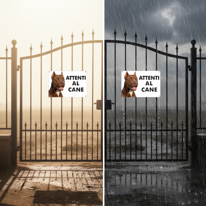 Pubblimania „Vorsicht vor Pitbull“-Schild aus 3 mm Aluminium für den Außenbereich