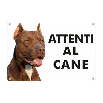 Pubblimania „Vorsicht vor Pitbull“-Schild aus 3 mm Aluminium für den Außenbereich