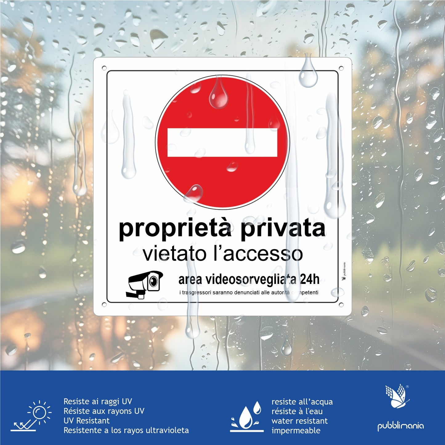 Pubblimania Privatgrundstück-Schild, Videoüberwachungsbereich, 3 mm Aluminium-Verbundmetall (29 x 29 cm)